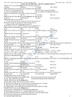 300 câu lý thuyết Hóa học - Ôn tốt nghiệp 2020 - Nguyễn Thị Tuyết Nga